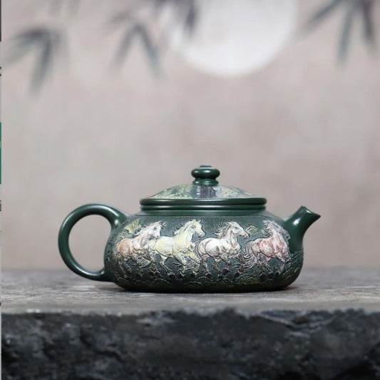 Yixing Purple Clay Teapot "Immediate Success - Cold River" 500ml - Handmade Mo Lv Ni