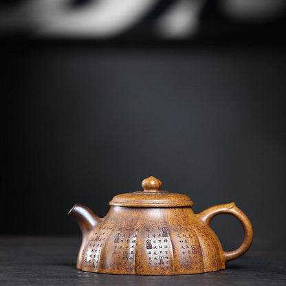 Ribbed Ethereal Grace Yixing Teapot - High-Temp Duanni Clay 280ml