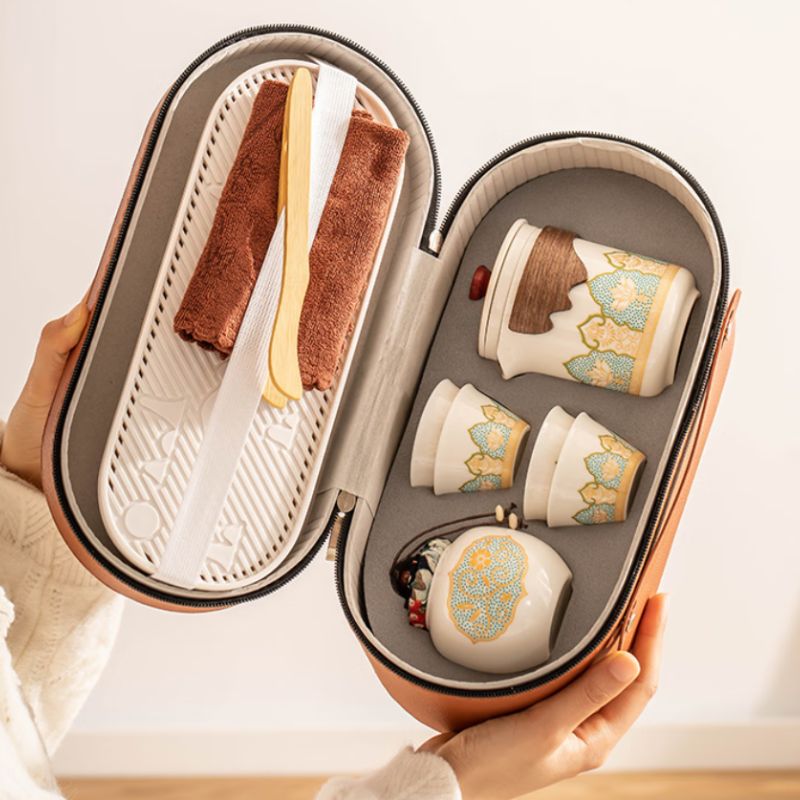 Elegant Ceramic Travel Tea Set