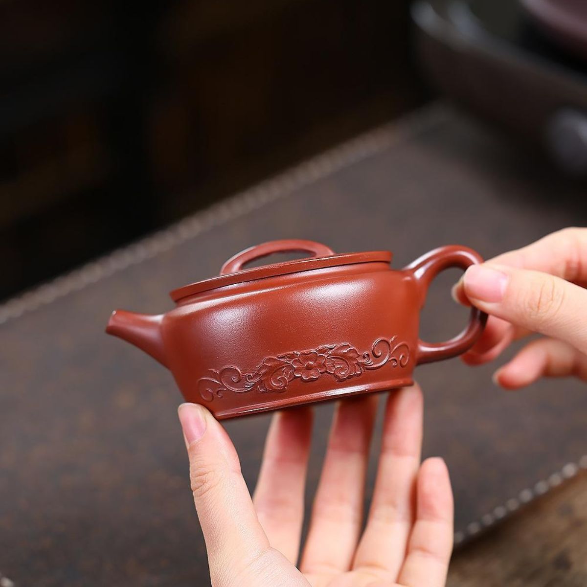 Fan Hua Han Wa Yixing Teapot | Raw Long Xue Sha Dragon Blood Clay | Handcrafted 140ml