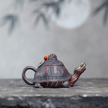 160cc Original Purple Clay "Fortune Toad" Yixing Teapot – Hand‑Painted with Gift Box