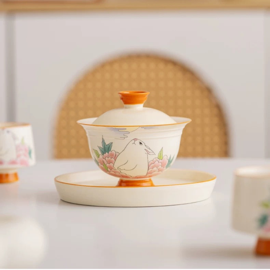 Moon-Gazing Rabbit Gaiwan Tea Set