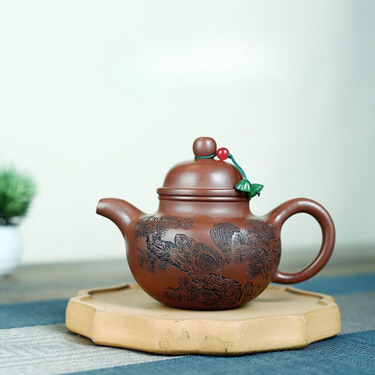 Songqu Duoqiu Yixing Teapot | Handcrafted Zisha Purple Clay | 220ml