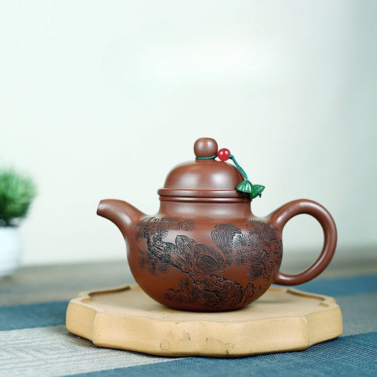 Songqu Duoqiu Yixing Teapot | Handcrafted Zisha Purple Clay | 220ml