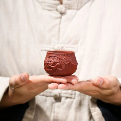 Handmade Yixing Purple Clay Tea Cup 80ml - Dahongpao Zao Red Clay Golden Toad Master Cup