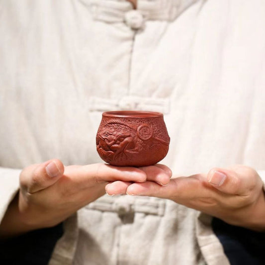 Handmade Yixing Purple Clay Tea Cup 80ml - Dahongpao Zao Red Clay Golden Toad Master Cup