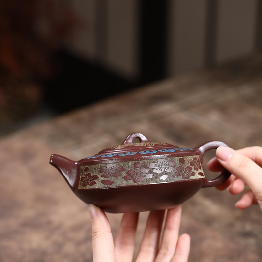 Fan Hua Color-Changing Yixing Zisha Teapot – Iron Red Clay (290ml)