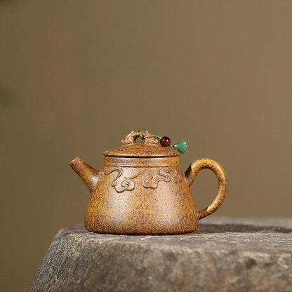 Ruyi Dragon Ladle Yixing Zisha Teapot - Longgu Golden Sand Clay 190ml