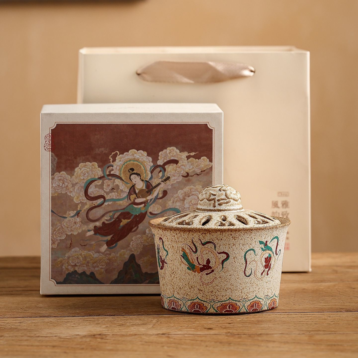 Dunhuang Ceramic Incense Holder Set – Elegant Tea Ceremony Companion