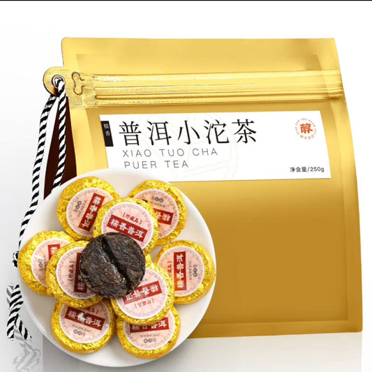 Organic Mini Pu'er Tuocha (250g) with Natural Sticky Rice Aroma – Fragrant & Smooth