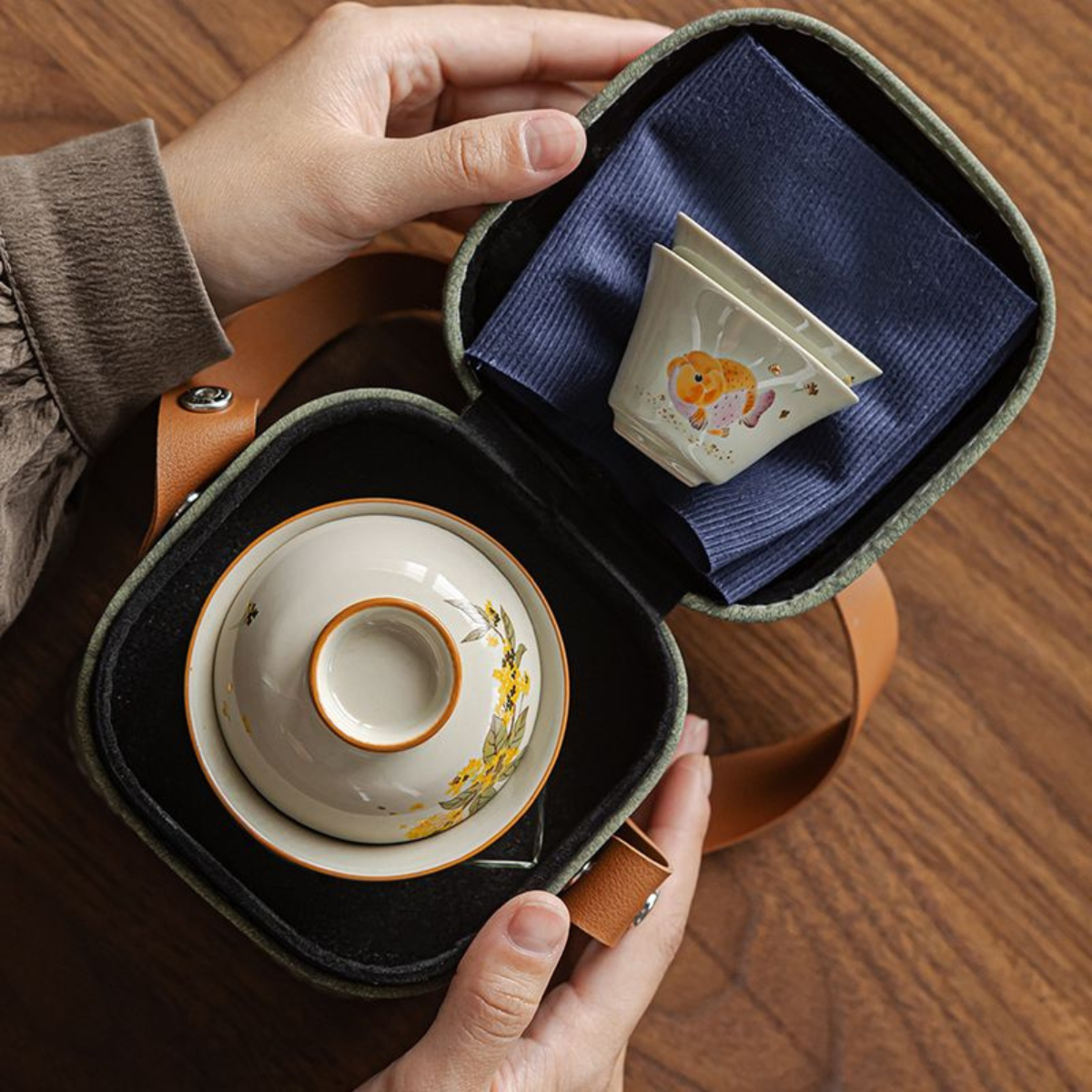 Jin Gui Fu Li Travel Gaiwan Tea Set – Wood Ash Glaze