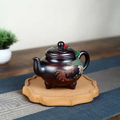 Lian Nian You Yu Yixing Teapot | Authentic Raw Gu Hong Ni Red Clay | Handcrafted 260ml