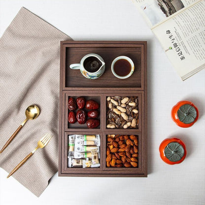 Chinese Tea Tray 7-Piece Serving Set – Multi-Compartment Snack & Dry Fruit Organizer