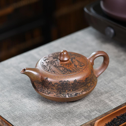 Shanshui Qu Hu Yixing Zisha Teapot – Original Mine Chenxiang Cloud Mist Wood-Fired Clay