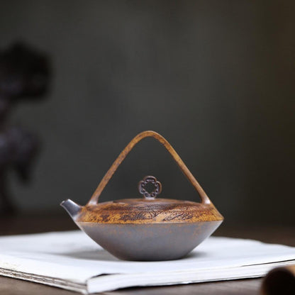 Buddha Lamp Handled Yixing Teapot - Longgu Golden Sand Clay 220ml