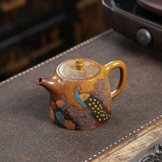 Que Yue Chun Ting Han Duo Yixing Teapot | Raw Golden Duan Ni Clay | Handcrafted 280ml