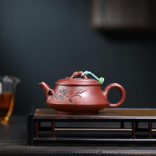 Pine Shadow Han Tile Yixing Teapot - Red Dragon Skin Clay 230ml