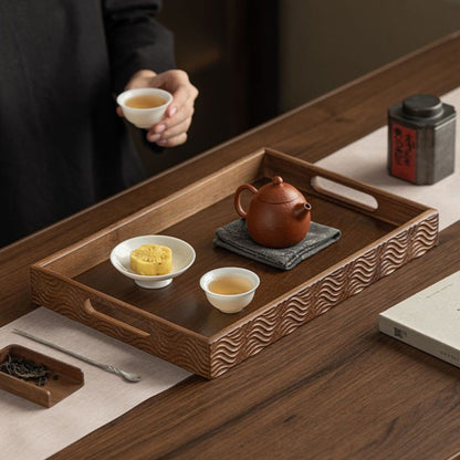 Ripple Handle Rectangular Serving Tray – Tea Tray, Pastry Plate & Storage Organizer | 3 Sizes
