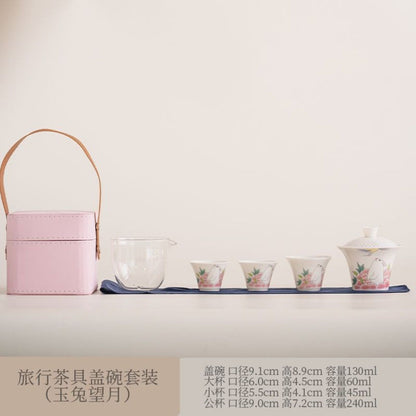 Travel Gaiwan Tea Set | Portable Chinese Tea Ceremony Kit with Cups & Pitcher