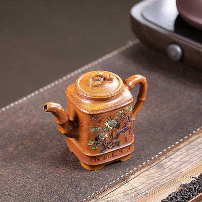 Songhe Yannian Yixing Teapot — Fire-Glazed Golden Duanni, 320ml