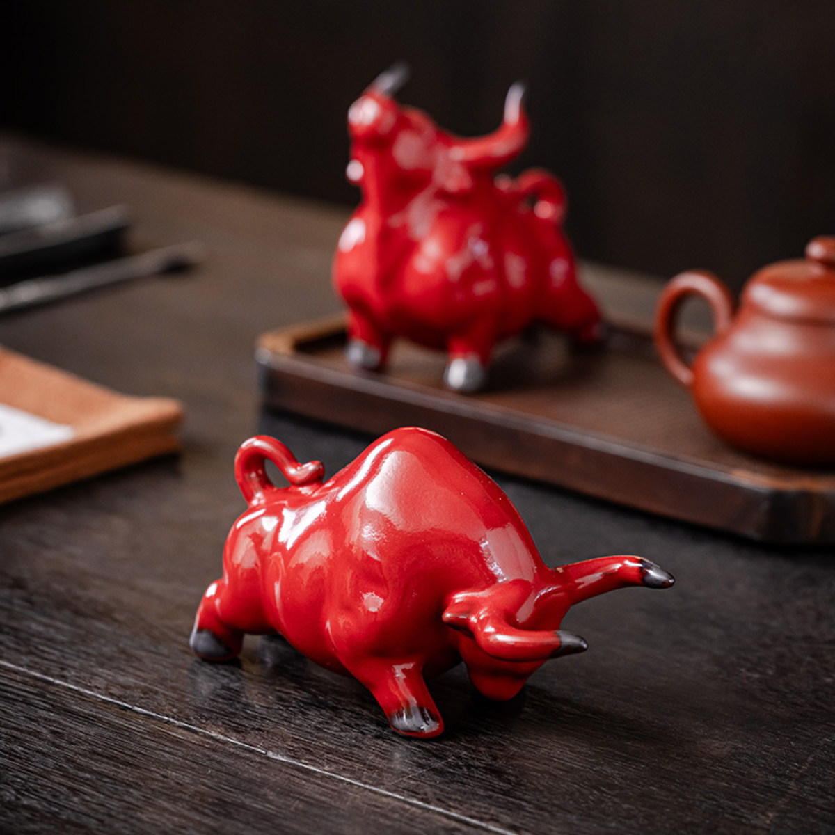 Ceramic Prosperity Ox Tea Pets – Set of 2
