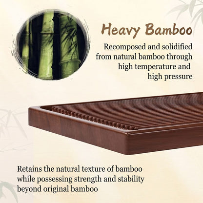 KAMJOVE Heavy Bamboo Tea Tray – Dual-Use Dry & Wet Gongfu Tea Board | 40×26cm