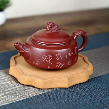 Long Yun Hu Yixing Teapot | Authentic Raw Zi Ni Purple Clay | Handcrafted 270ml