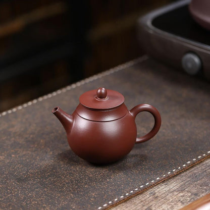 Ping Gai Lian Zi Yixing Teapot | Raw Zi Zhu Ni Purple-Vermillion Clay | Handcrafted 190ml