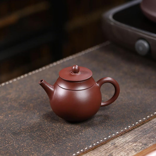 Ping Gai Lian Zi Yixing Teapot | Raw Zi Zhu Ni Purple-Vermillion Clay | Handcrafted 190ml