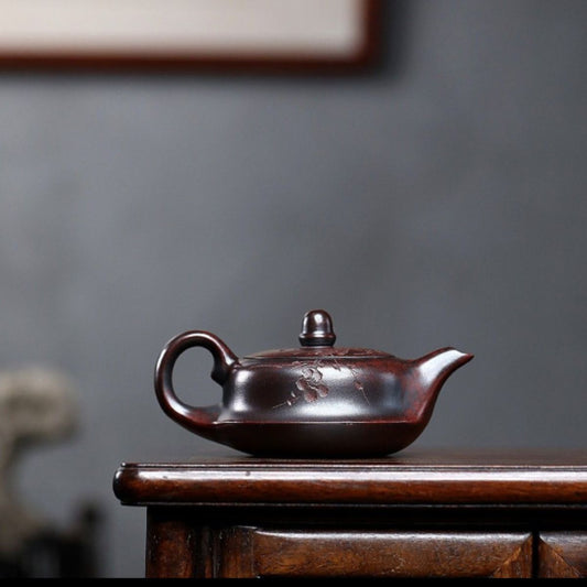 Yixing Purple Clay Teapot "Cold Fragrance Melody" 230ml - Handmade Ancient Red Clay