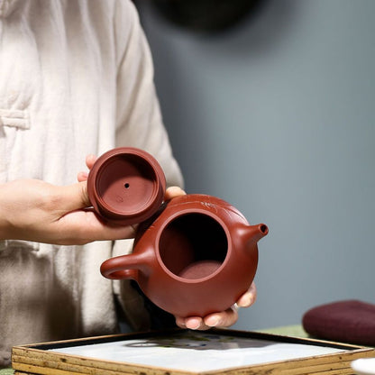 Handmade "Bamboo Shadow" Yixing Purple Clay Teapot 180cc with Certificate & Gift Box