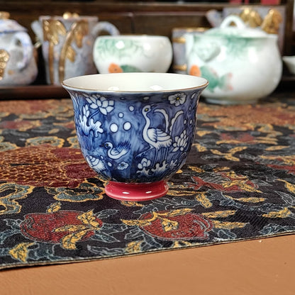 Crane Blue & White Enamel Jingdezhen Ceramic Teaware