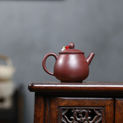 Yixing Purple Clay Teapot "Landscape Gao Pan" 220ml - Handmade Zisha Gongfu Tea Pot