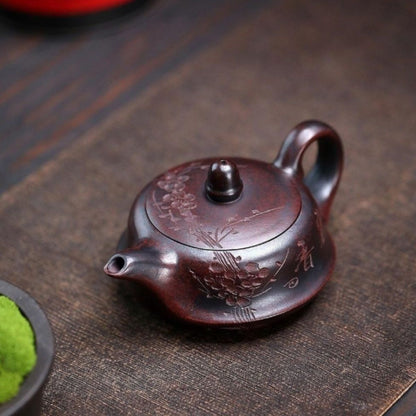 Yixing Purple Clay Teapot "Cold Fragrance Melody" 230ml - Handmade Ancient Red Clay