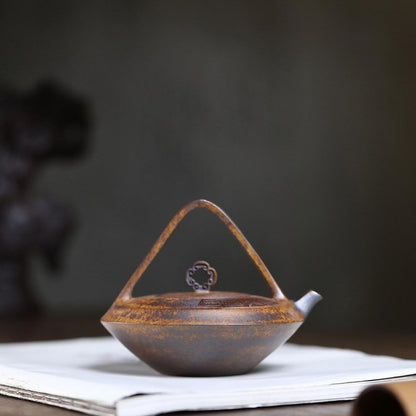 Buddha Lamp Handled Yixing Teapot - Longgu Golden Sand Clay 220ml
