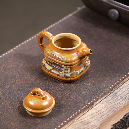 Guyuan Qingmeng Yixing Teapot — Fire-Glazed Golden Duanni, 250ml | Gift Set
