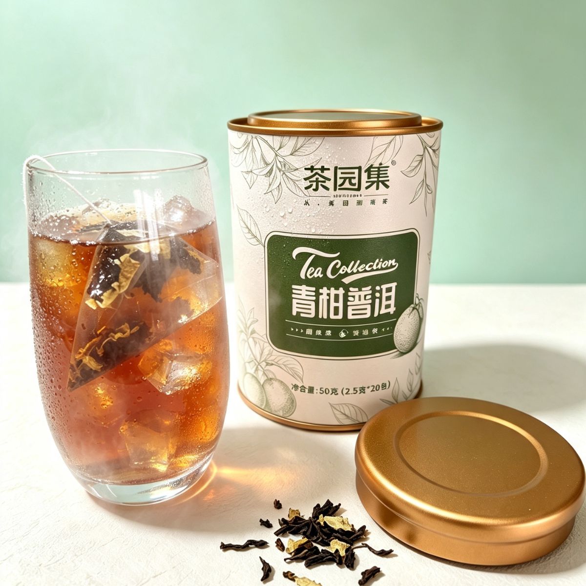 Green Citrus Pu-erh Flavored Tea Bags – 20 Sachets × 2.5g | Cold & Hot Brew