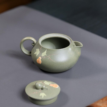 Fu Lu An Kang Yixing Teapot | Raw Dou Qing Sha Celadon Zisha Clay | Handcrafted 140ml