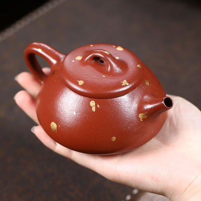 Gold-Speckled Shi Piao Zisha Teapot – Da Hong Pao Clay, 200 ml