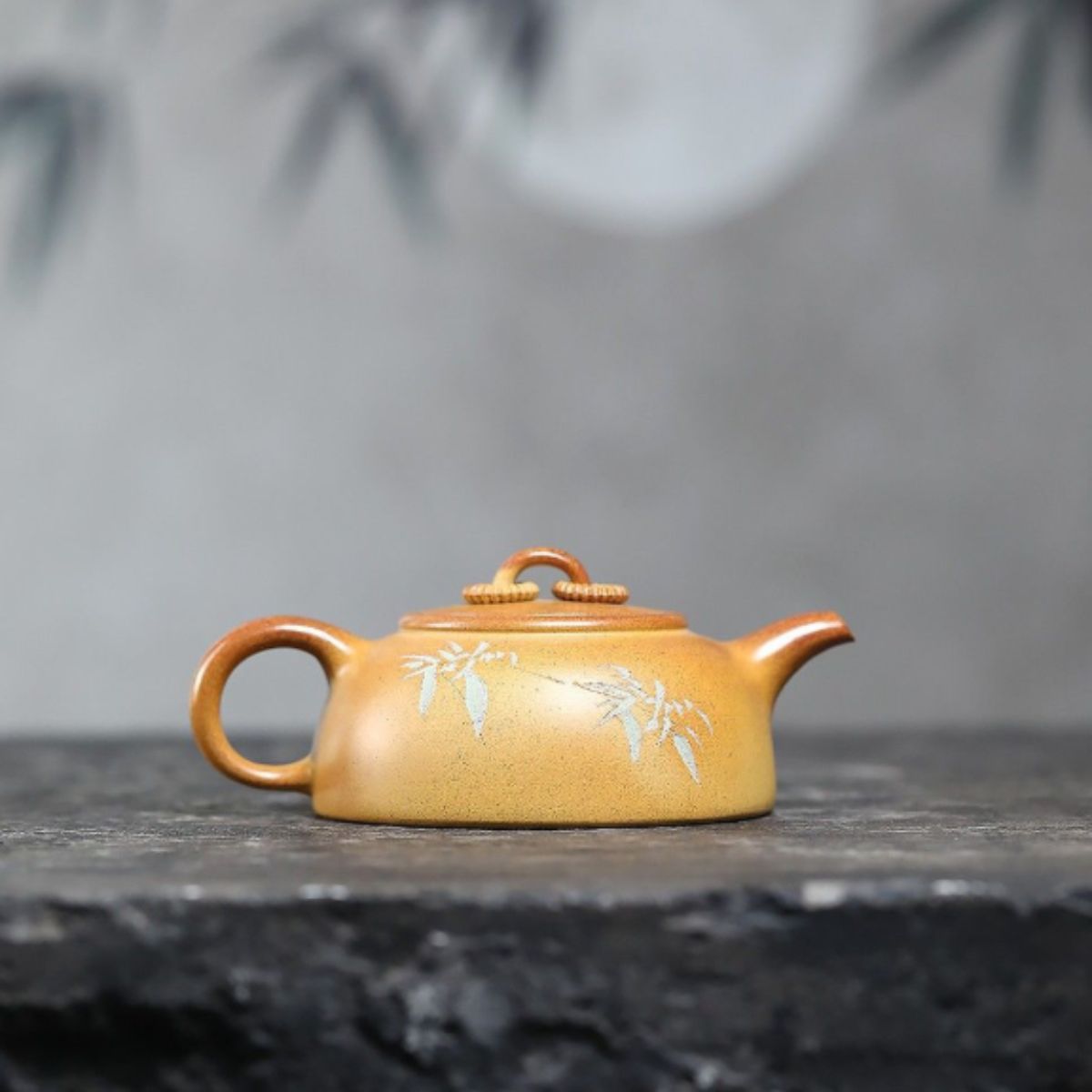Yixing Purple Clay Teapot "Birds & Flowers Double Ring" 190ml - High-Fired Duan Ni with Clay Painting