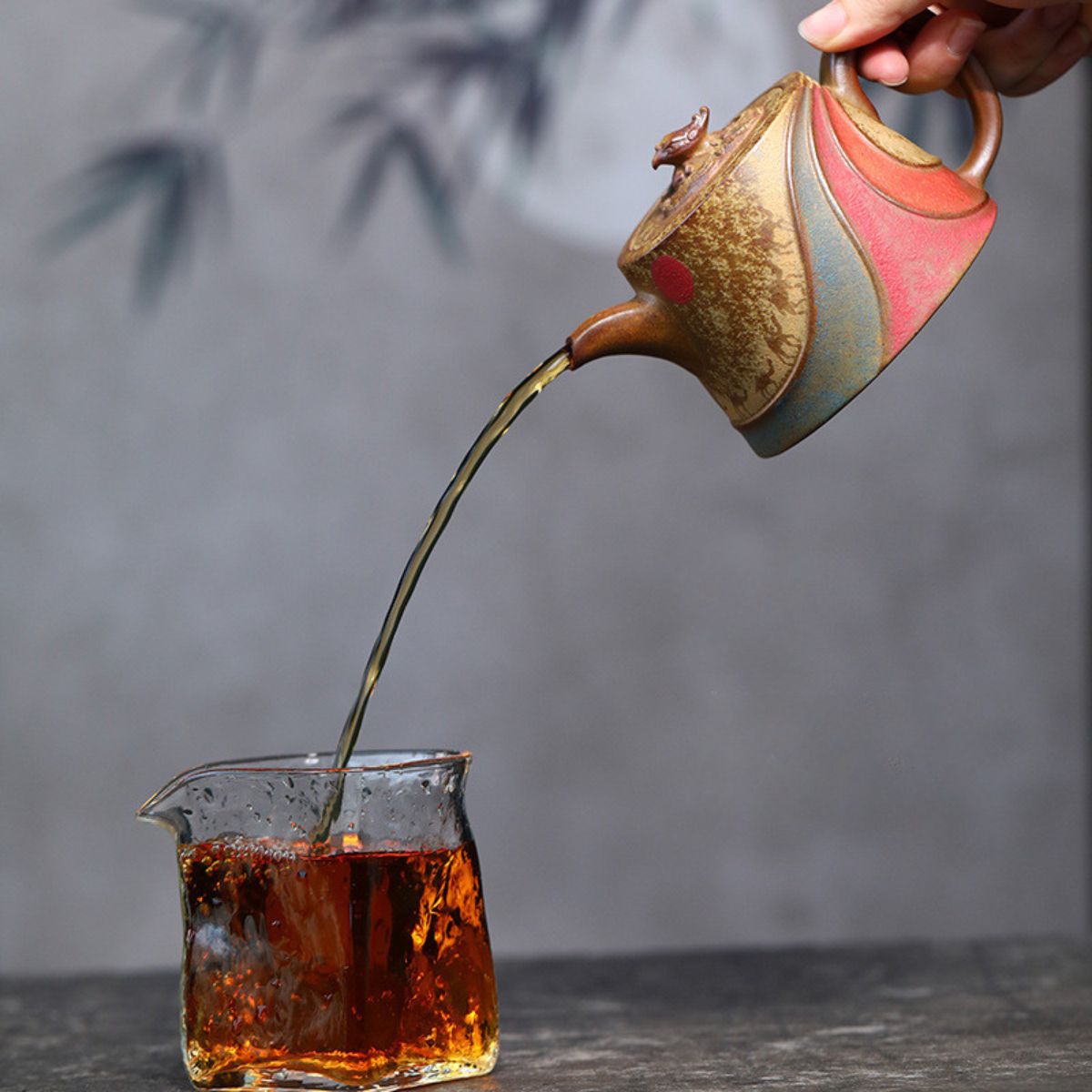 Yixing Zisha Teapot Premium 290ml - Duan Ni Clay Wood-Fired Silk Road Hand-Painted