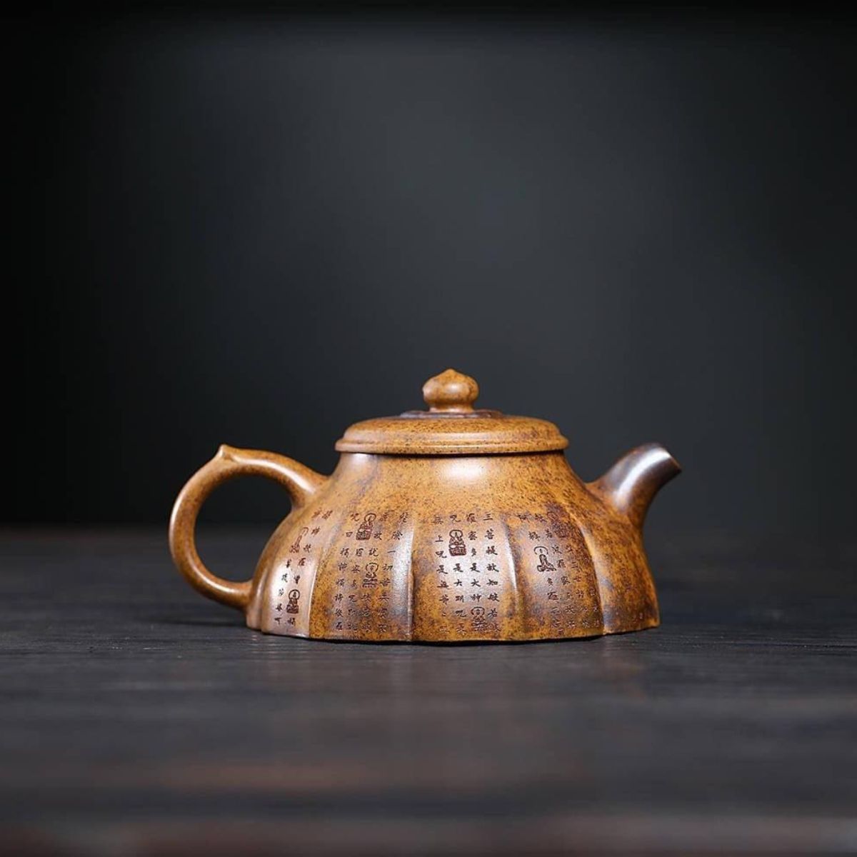 Ribbed Ethereal Grace Yixing Teapot - High-Temp Duanni Clay 280ml