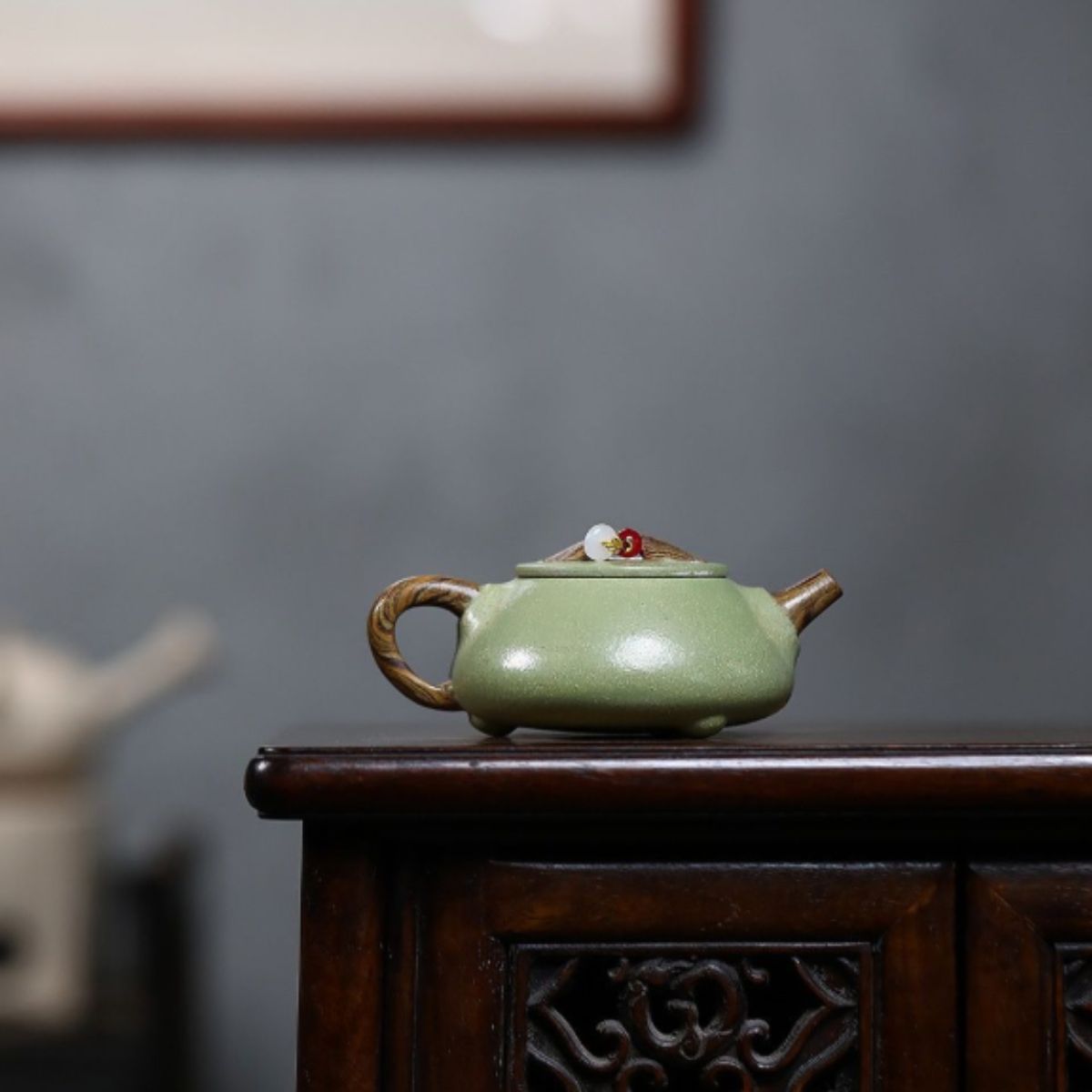 Yixing Purple Clay Teapot - Magpies on Plum Blossom 200ml