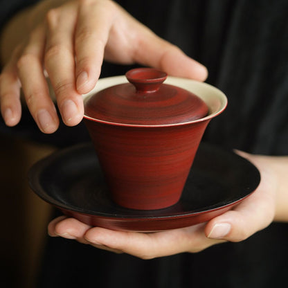 Shanzha Hongfen Yin Stoneware Teaware – Gaiwan & Teacup | Hawthorn Rose Clay