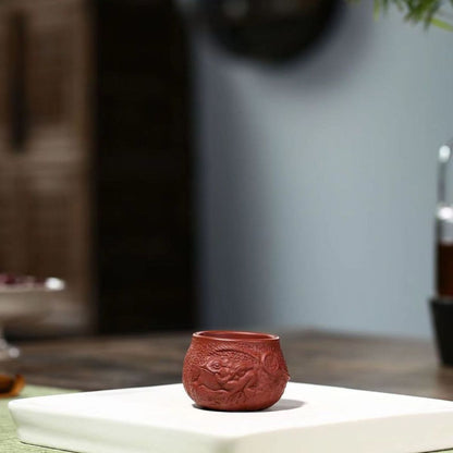 Handmade Yixing Purple Clay Tea Cup 80ml - Dahongpao Zao Red Clay Golden Toad Master Cup