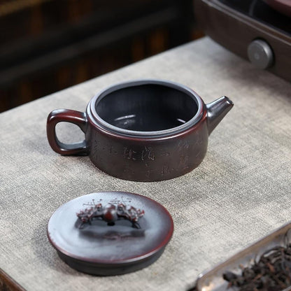 Chang Le Wei Yang Yixing Teapot | Raw Gu Wu Ni Ancient Dark Zisha Clay | Handcrafted 230ml