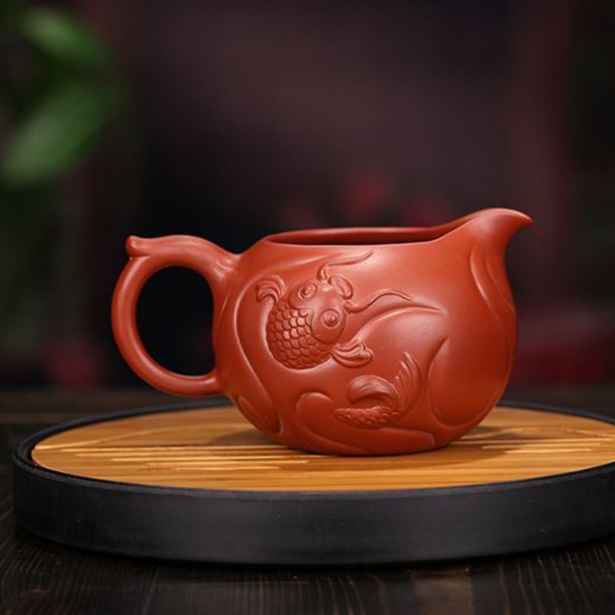 Handmade Yixing Purple Clay Fair Cup 300ml - Dahongpao Fish to Dragon Gongfu Tea Pitcher