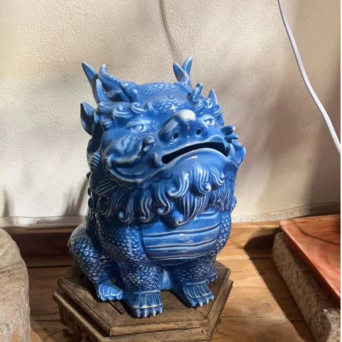 Jingdezhen Blue & White Porcelain Qilin Incense Burner | Handcrafted Tea Room Décor