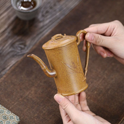 Yixing Purple Clay Teapot "Tall Bamboo" 150ml - High-Fired Duan Ni Zisha