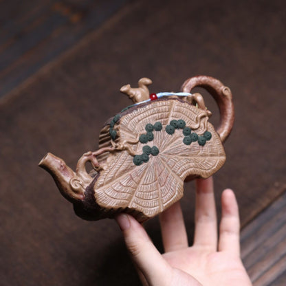 Biomimetic Squirrel & Tree Stump Yixing Teapot - Aged Duanni Clay 230ml